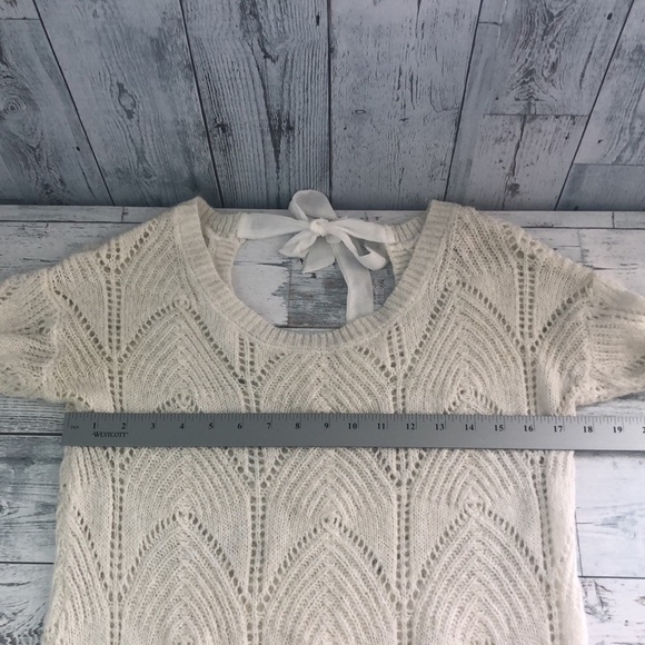 LC Lauren Conrad Loose Knit Back Sheer Tie Bow Gold Thread Small - Picture 4 of 9